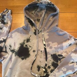Women's Bella+Canva Gray Tie-dye Cropped Fleece Hoodie (Size M)